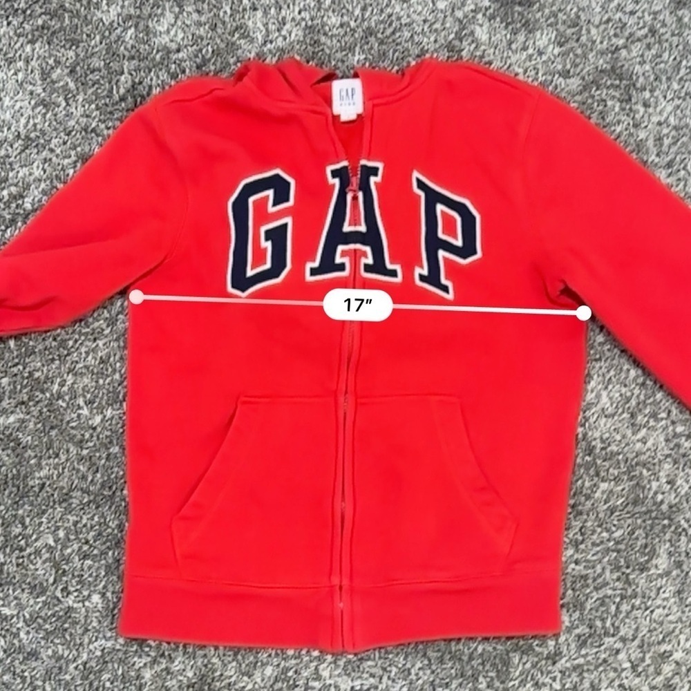 Kids Gap Logo Zip Hoodie red boys large - Picture 9 of 10